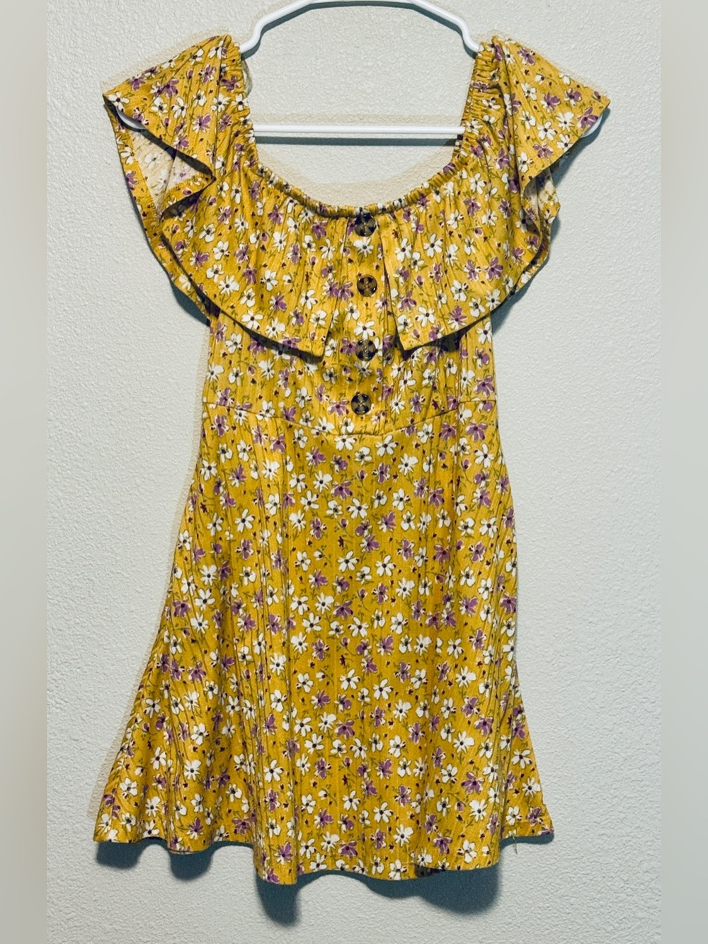 Speechless Mustard Yellow Floral Ruffle Dress